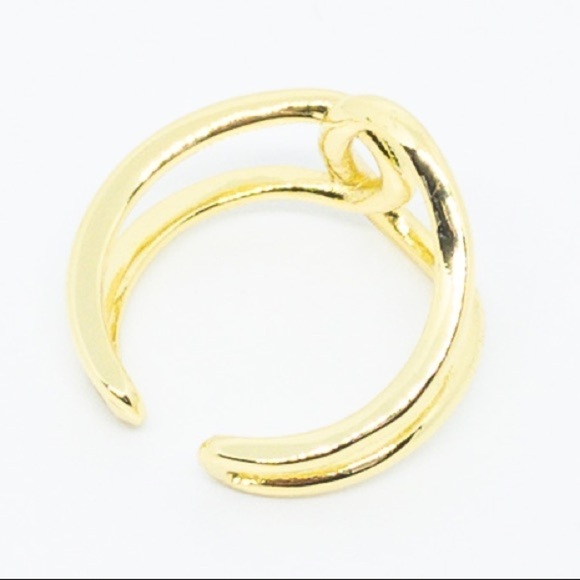 Solid .925 Sterling Silver Gold Ring – Adjustable Interlocked Minimalist Design - Picture 12 of 14